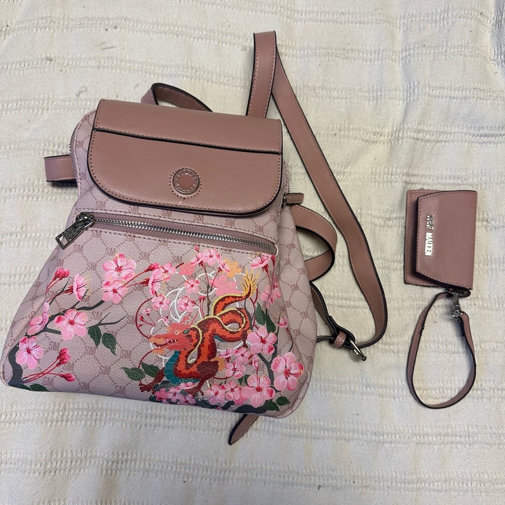NWOT Steve Madden pink mini backpack Chinese dragon
